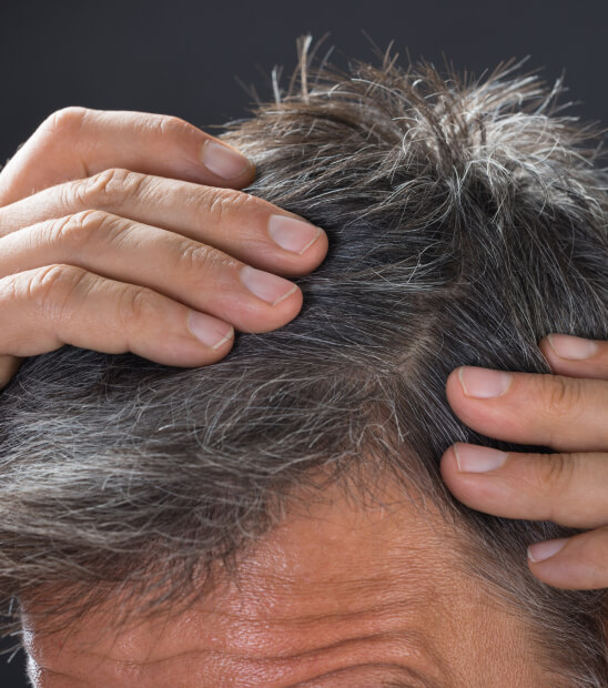 Man checking hair
