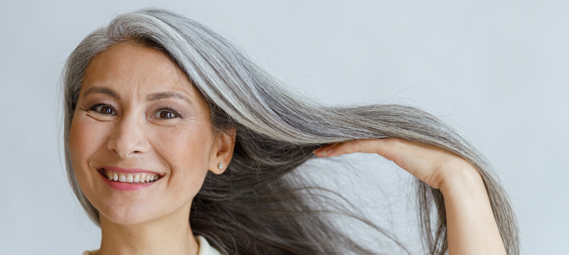 Woman with grey hair