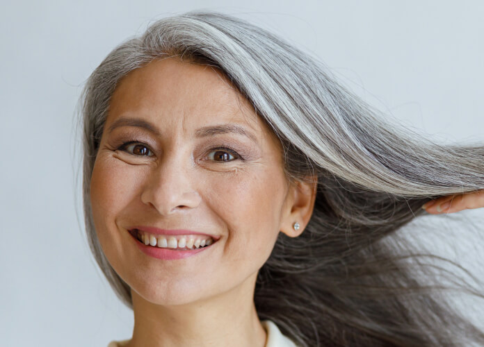 Woman with grey hair